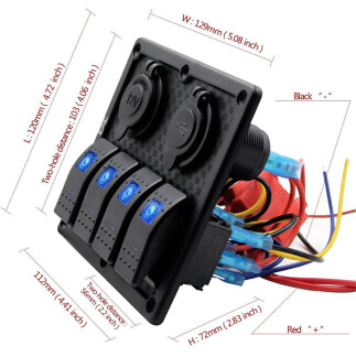 BFY Switch Panel 4'lü. USB + 12V Çakmaklık - 5