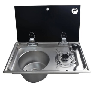 BIO Cam Kapaklı Evyeli Tekli Ocak FSM3402 - BIO