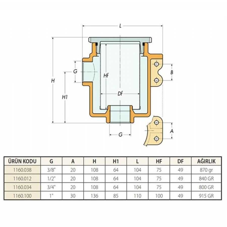 Guidi 1160 Deniz Suyu Filtresi 3/4