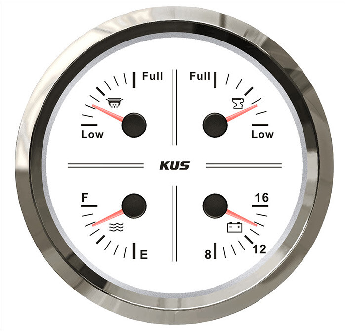 KUS Temiz Su + Pis Su + Gri Su + 12V Voltmetre 4'lü Gösterge 111mm - 1