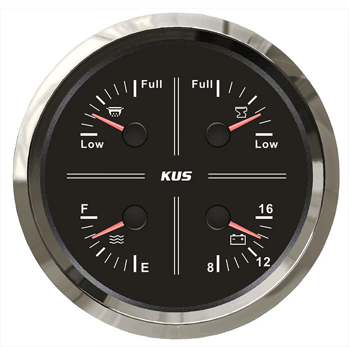 KUS Temiz Su + Pis Su + Gri Su + 12V Voltmetre 4'lü Gösterge 111mm - 2