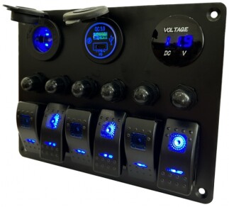 Otomatik Sigortalı Elektrik Paneli, 6 Anahtarlı, Çakmaklık/USB/Voltmetre - LHR