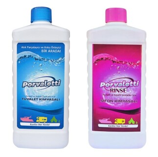 Porvaletti Portatif Tuvalet Kimyasalı 2'li Set (Atık Parçalayıcı ve Koku Giderici) - PORVALETTI