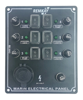 Sigorta Paneli, Dikey 6 Anahtarlı, 12V Çakmak Soketli - LHR