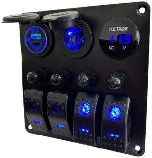 Sigorta Paneli, Dörtlü, Çakmak/USB/Voltmetre, 12V - LHR